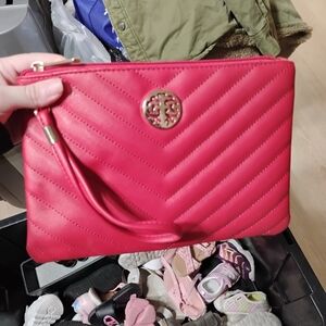 Red Quilted Wristlet Clutch